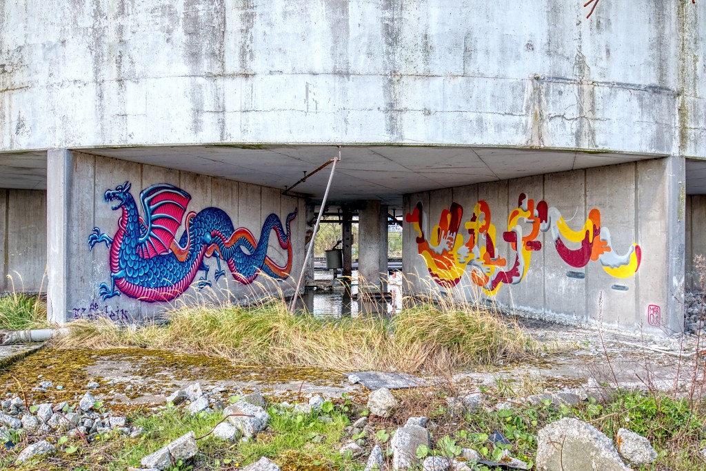 HDR graffiti streetart art kunst factory usine fabriek urbex chemie chemical industry industrie lost abandoned abandonnee decay vervuild pollution vervuiling